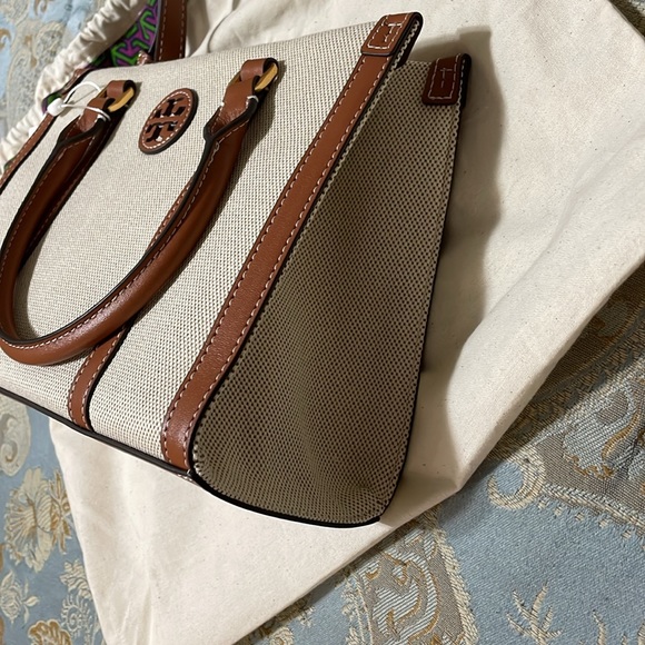 Tory Burch Blake Canvas Small Tote Brown - Picture 5 of 8